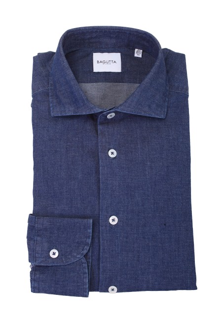 Shop BAGUTTA  Camicia: Bagutta camicia "Walter" in cotone.
Colletto alla francese. 
Slim fit. 
Composizione: 100% Cotone. 
Fabbricato in Italia.. WALTER EBLJ12780-051